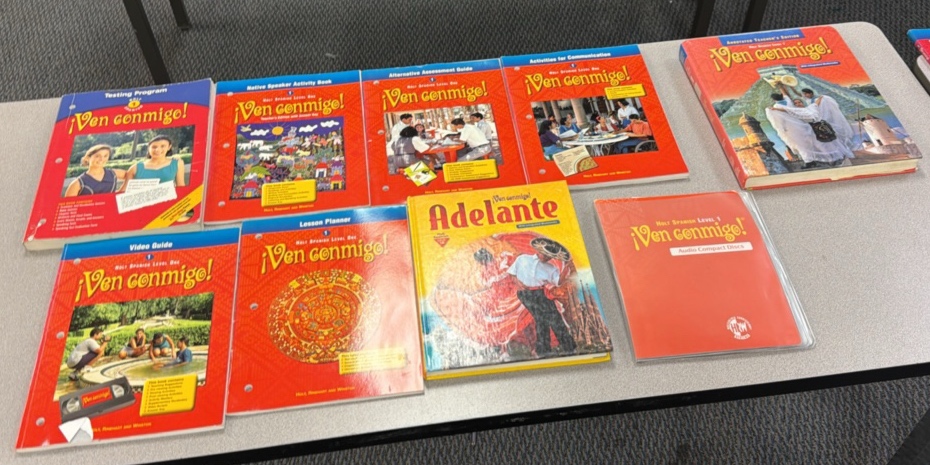 level 1 Spanish testing programs, lesson planner, and books