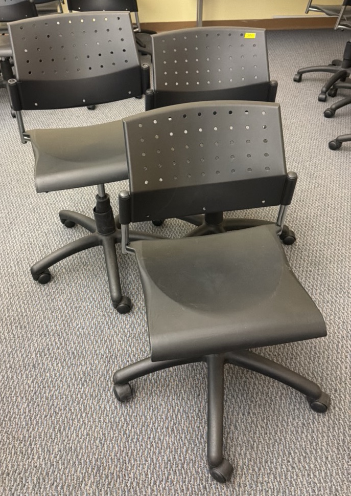 Black chairs, three in lot