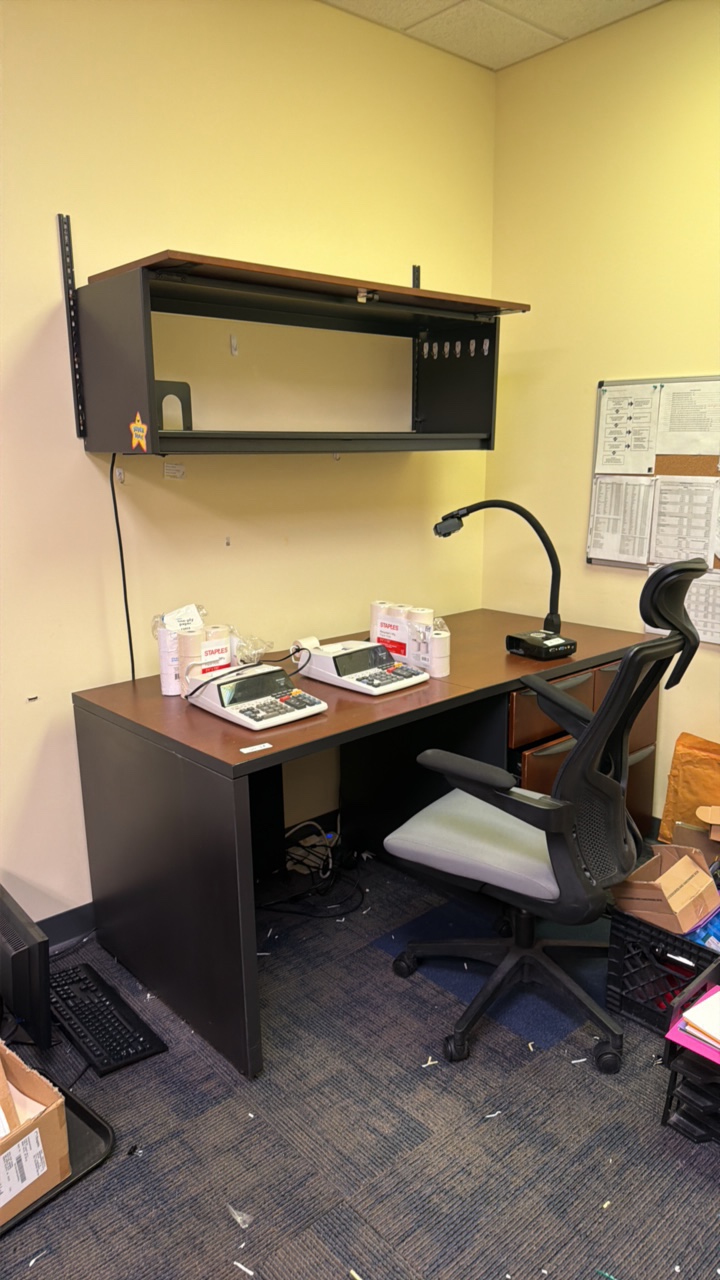 desk and wall shelf