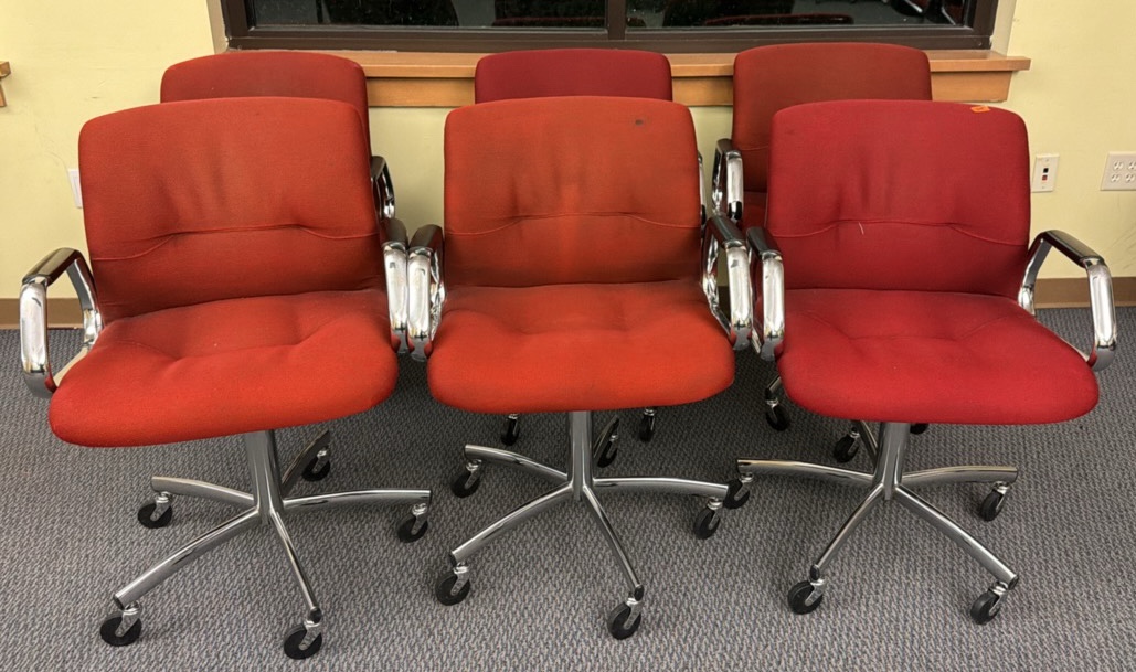 Red chairs, six chairs and lot