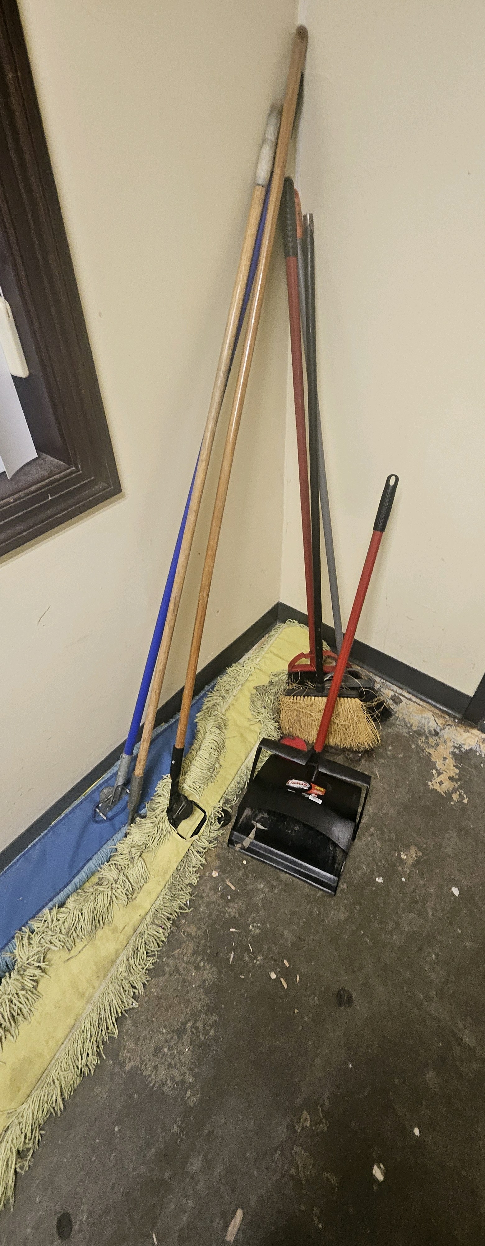 push brooms caution signs