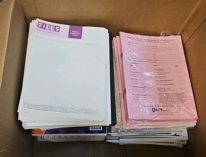 box of testing materials