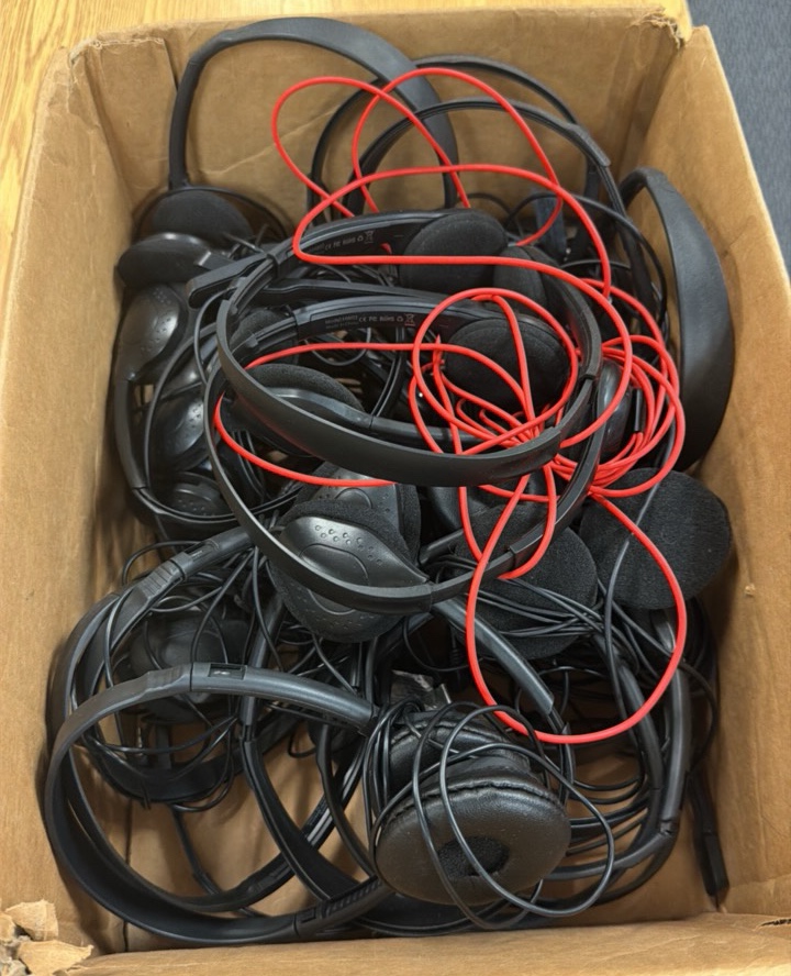 box of headphones