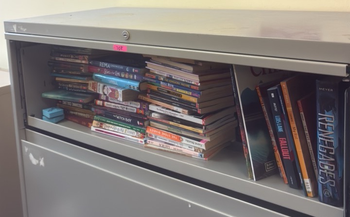 shelf of miscellaneous books