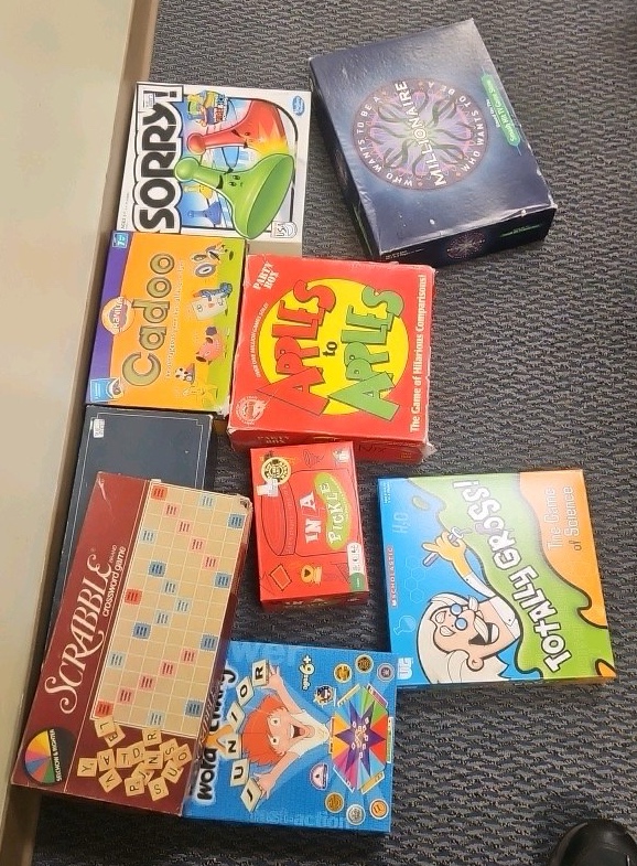 assortment of board games