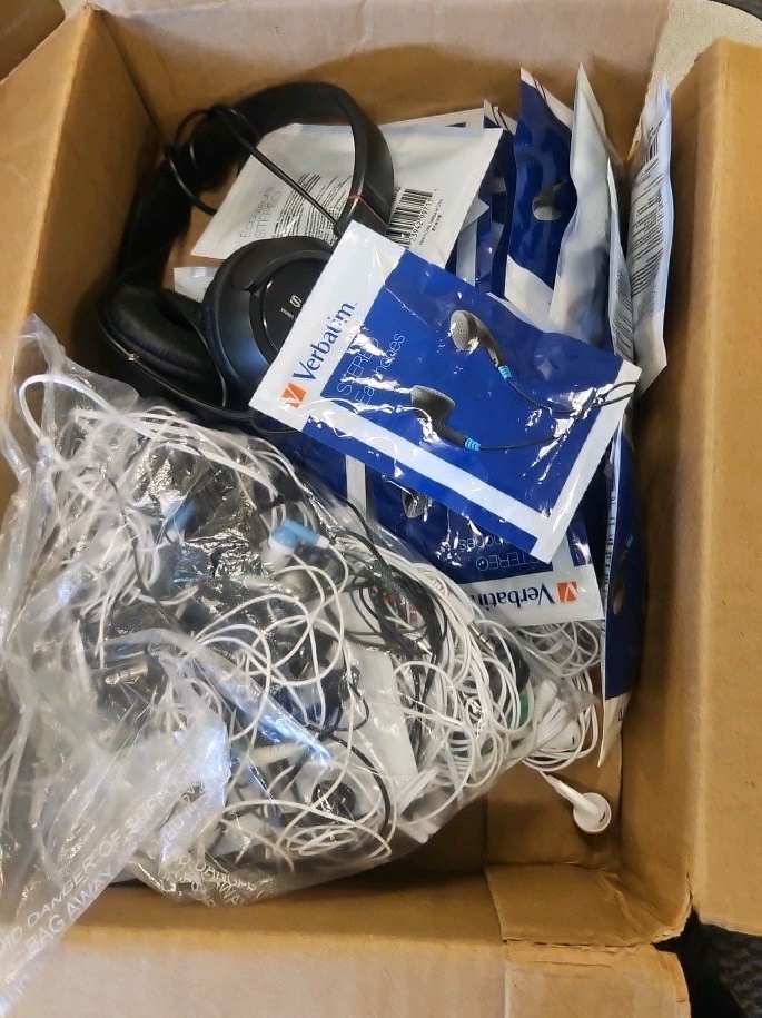 box of earphones