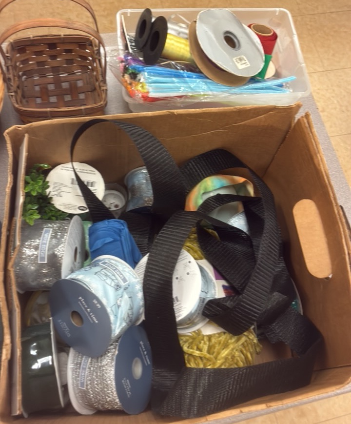 miscellaneous baskets and ribbons