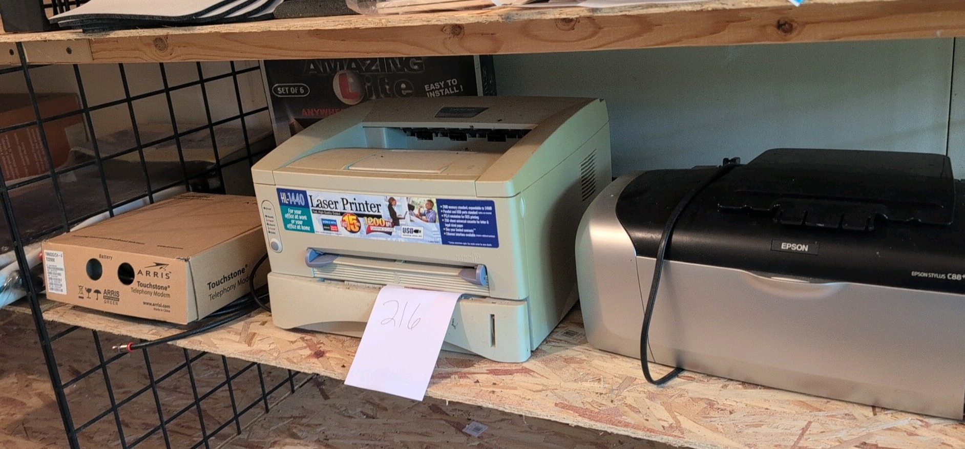 two printers. light set of six tripod and modem as pictured