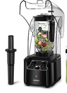 CRANDDI Quiet Commercial Blender with Soundproof Shield, 2200 Watt Professional Blenders for Kitchen with 80oz Jar and Self-Cleaning, High-Speed Blenders K90 Black