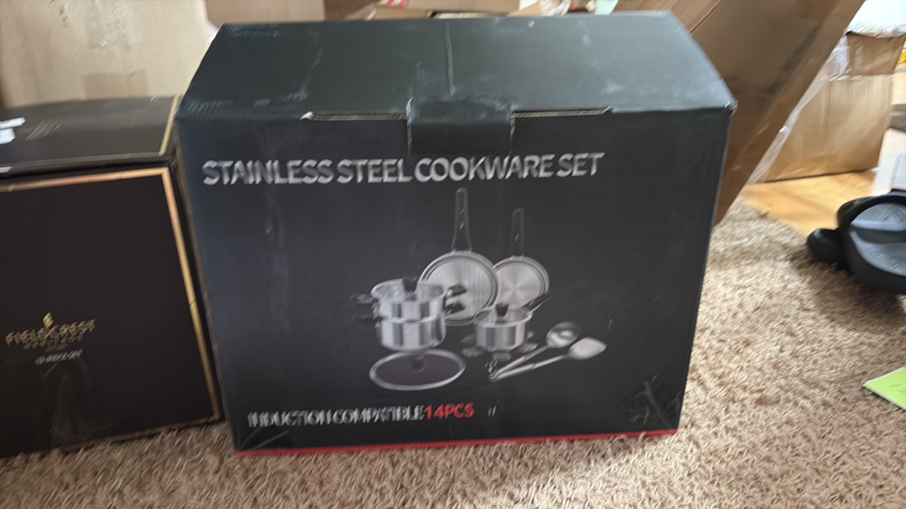 Stainless Steel Cookware Set Induction Compatible 14 Piece Set, Pots and Pans and Utensils