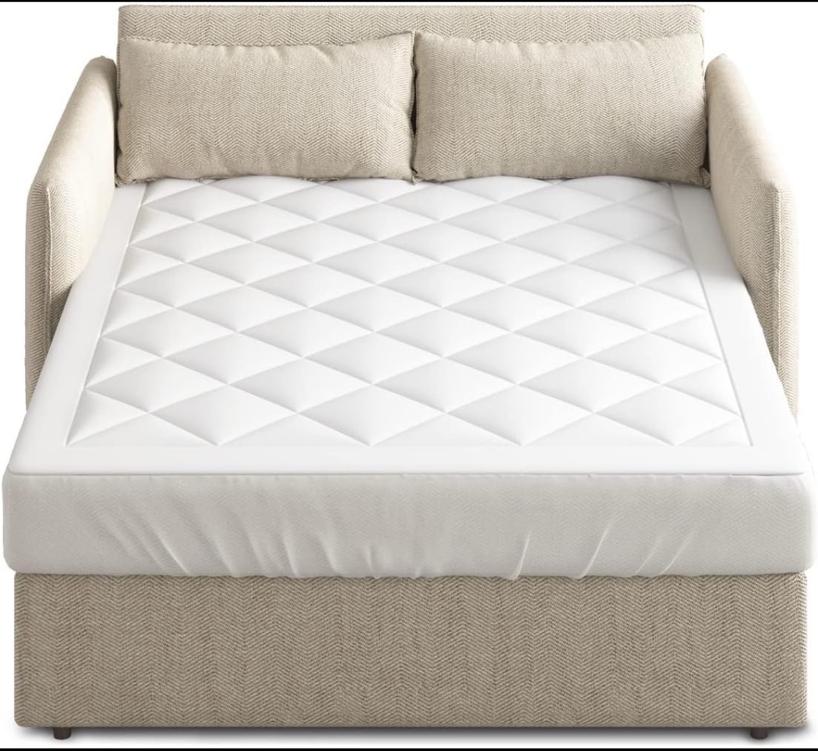 Sleep Philosophy Waterproof Sofa Bed Mattress Protector, Holden Sofa Bed Queen Mattress Pad, 3M Scotchgard, Microfiber Mattress Topper Fitted Elastic Pocket Fits Up to 8 Inch, Queen 60x72, White