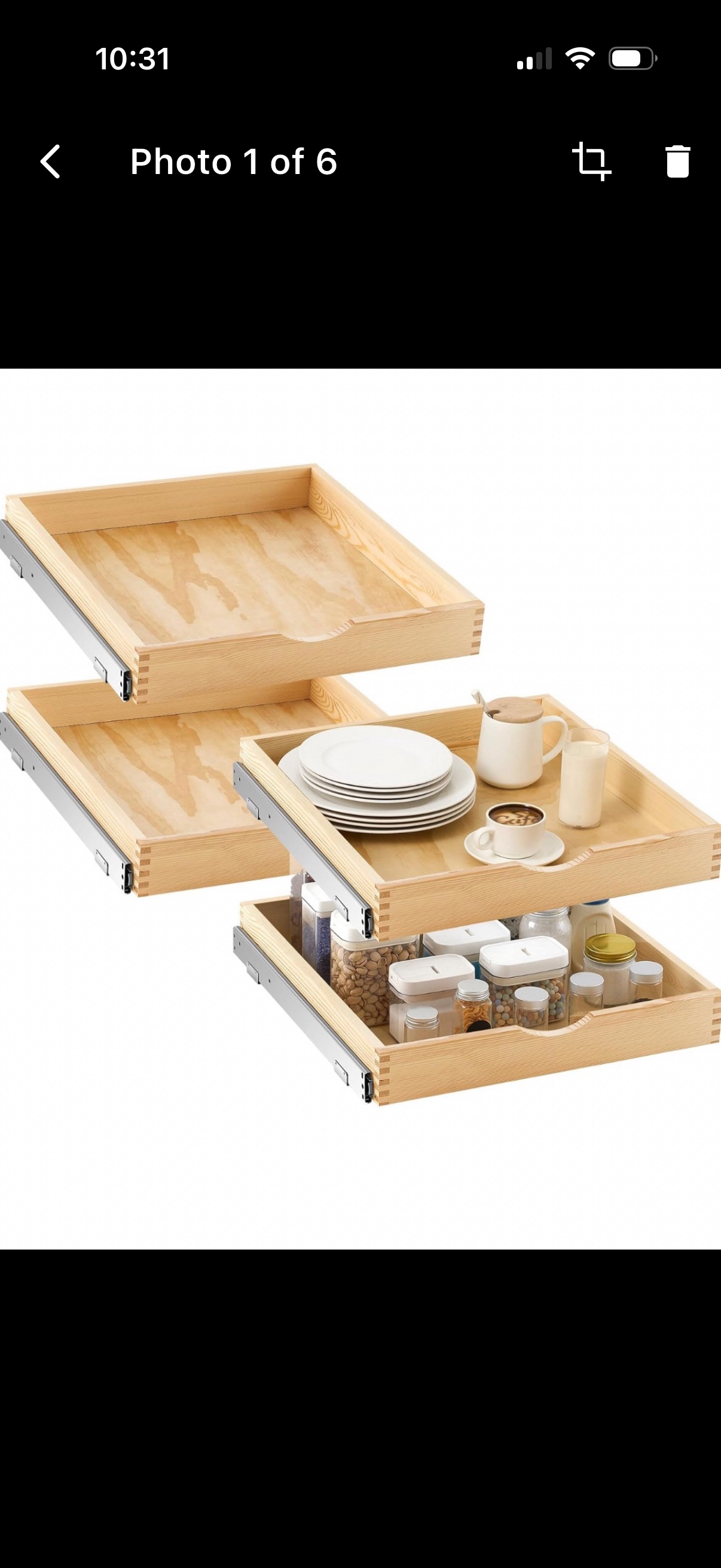4 Pack Wooden Pull out Tray Cabinet Organizer 18x21 Gentle Close Roll out Shelves for Kitchen Cabinets Fully Assembled Slide Pantry Shelves (18W X 21D)  Retail $190