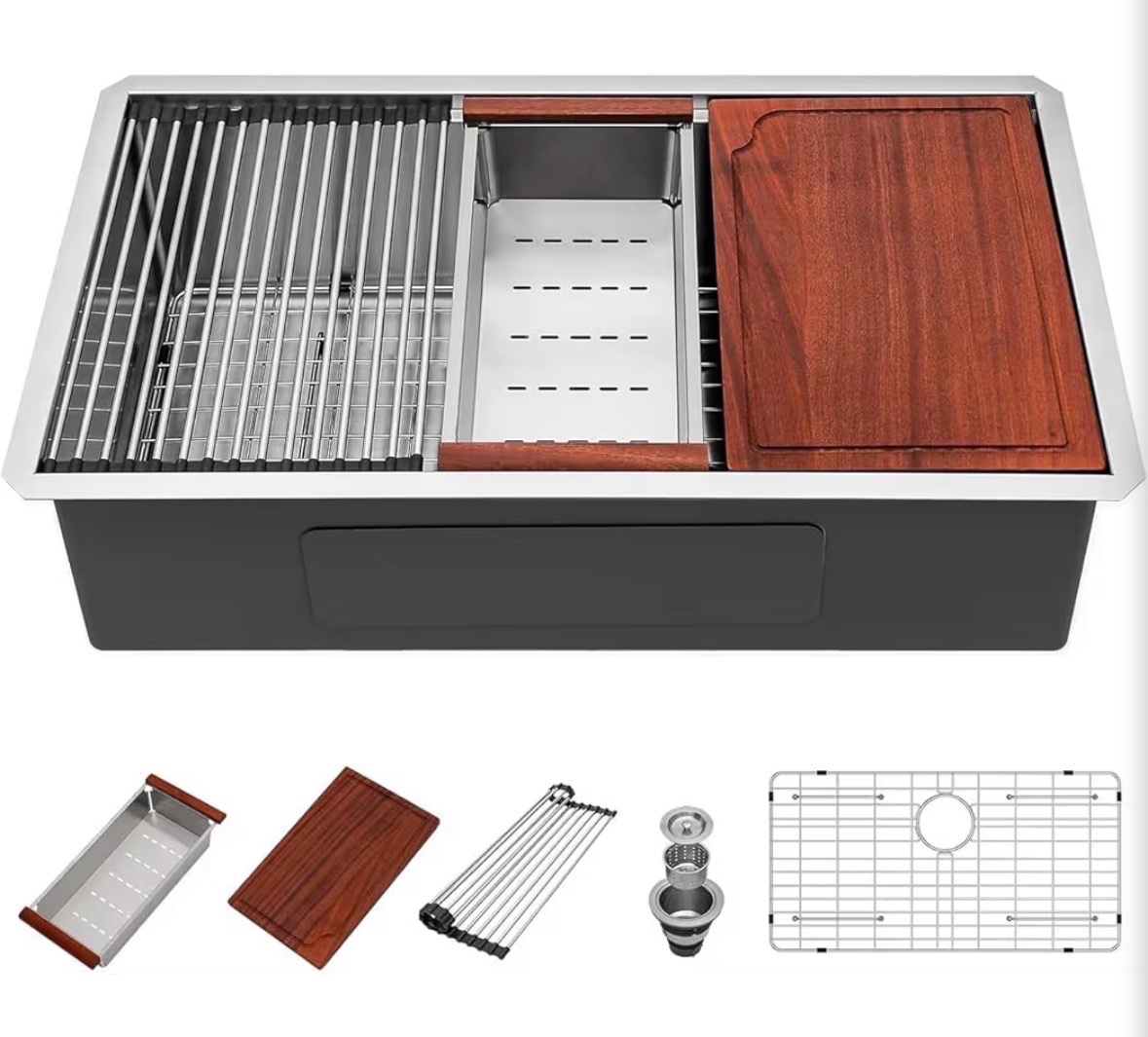 Undermount Kitchen Sink 30 Inch Stainless Steel - Beslend Heavy-Duty 30x19 Inches, 16 Gauge Single Bowl Workstation, 10 Inch Deep Ledge Basin with Customized Accessories for Home KitchenRenovation Retail $250
