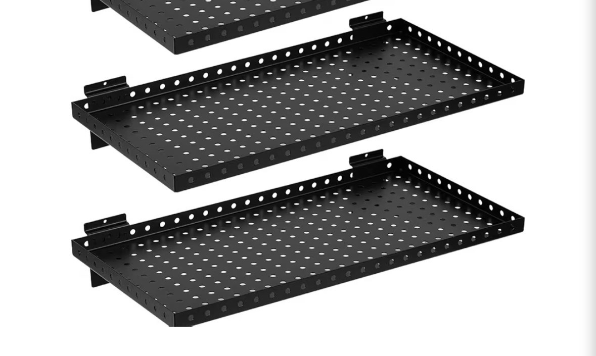 Heavy Duty Slatwall Shelf 24x12Inch, Steel Slatwall Accessories Storage Rack for Garage, Retail, Workshop Two Shelves
