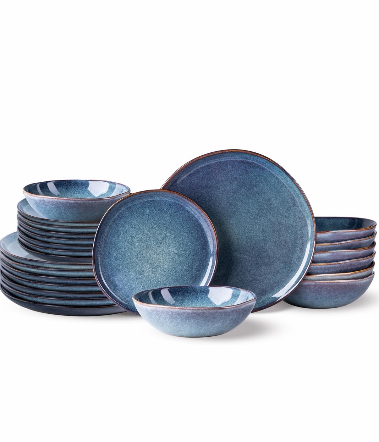 AmorArc Ceramic Dinnerware Sets,Handmade Reactive Glaze Stoneware Plates and Bowls Sets,Highly Scratch Resistant  Dishwasher & Microwave Safe Dishes Set,Service for 8 (24pc) Retail $250