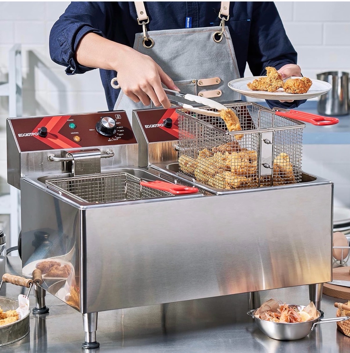 Eggkitpo dual basket electric deep fryer Retail  $336 model EGEF  101V  2