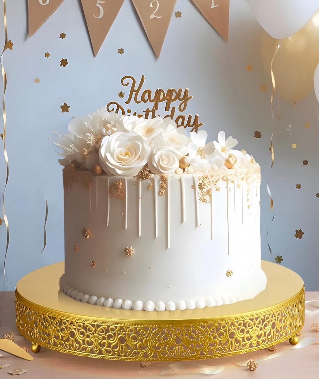 16 Inch Gold Cake Stand Set Metal Round Cupcake Dessert Stand with Cake Cutting, Spatula Wedding Cupcake Pastry Display Candy Holder Display for Wedding Party Birthday Baby Shower(Classic)