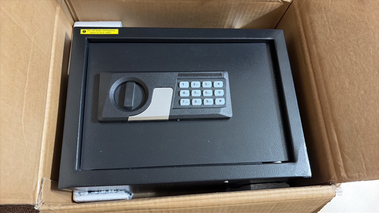 Small Safe For Home Use - Key Pad Entry with Emergency Key - 1 Shelf - 9Hx13.75Wx9D