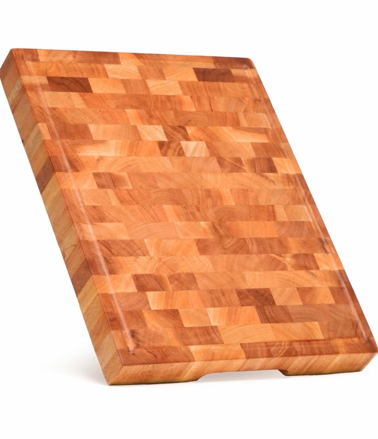 Mahogany End Grain Cutting Board, 17131.6 in  Handmade Butcher Block, Knife-Friendly, Juice Groove, Non-Slip Feet