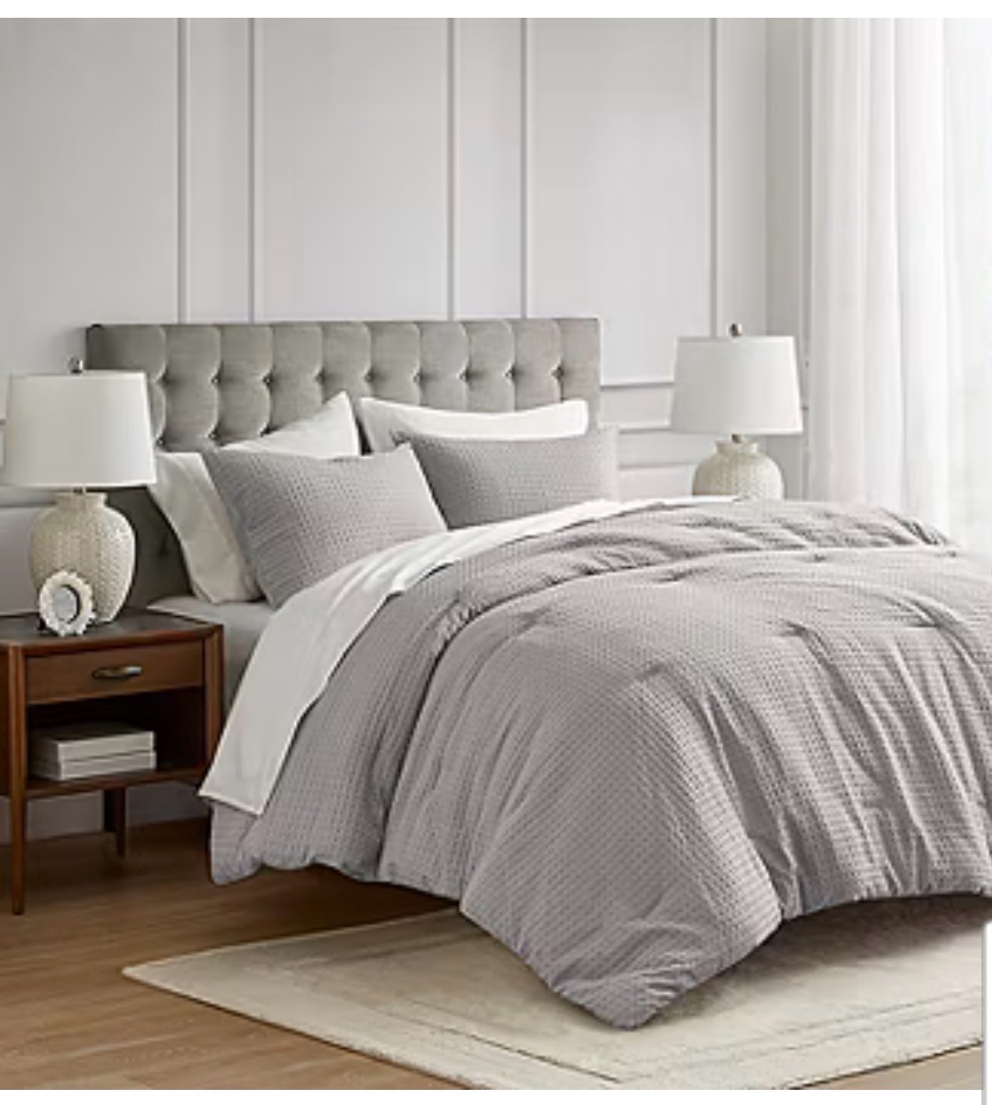 King - Mina Waffle Weave Textured Midweight Comforter Set - 1 comforter 2 shams
