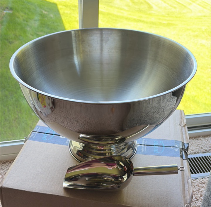 Large GOBLET Style Party Bowl, Punch Bowl, Snack Mix, Ice Bucket, With Scoop