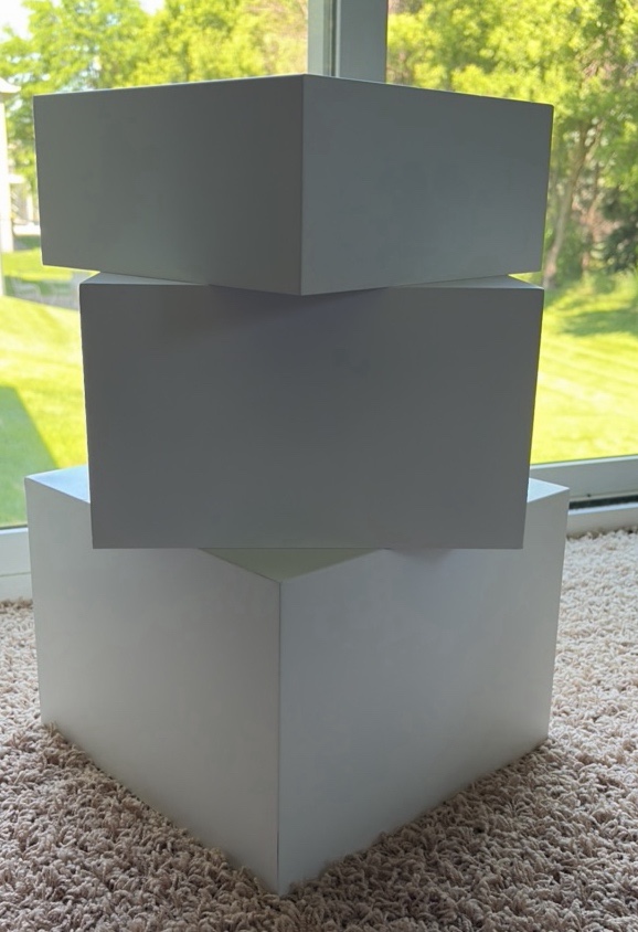 3 Pack Buffet Risers - White Metal Squares - stackable - 11x11, 10x10, 9x9