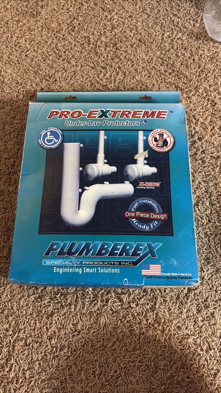 Pro-Extreme Under-Lav Protectors X-Ring Locking System ADA Compliant, Model #X4333 White Color 3 Piece Kit, 1-P Trap Cover, 2-Angle Stop Valve and Supply Covers and Hardware Included