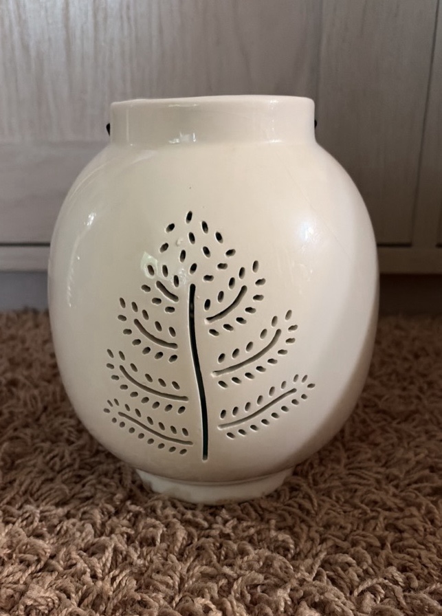 Ceramic Lantern With Metal Handle