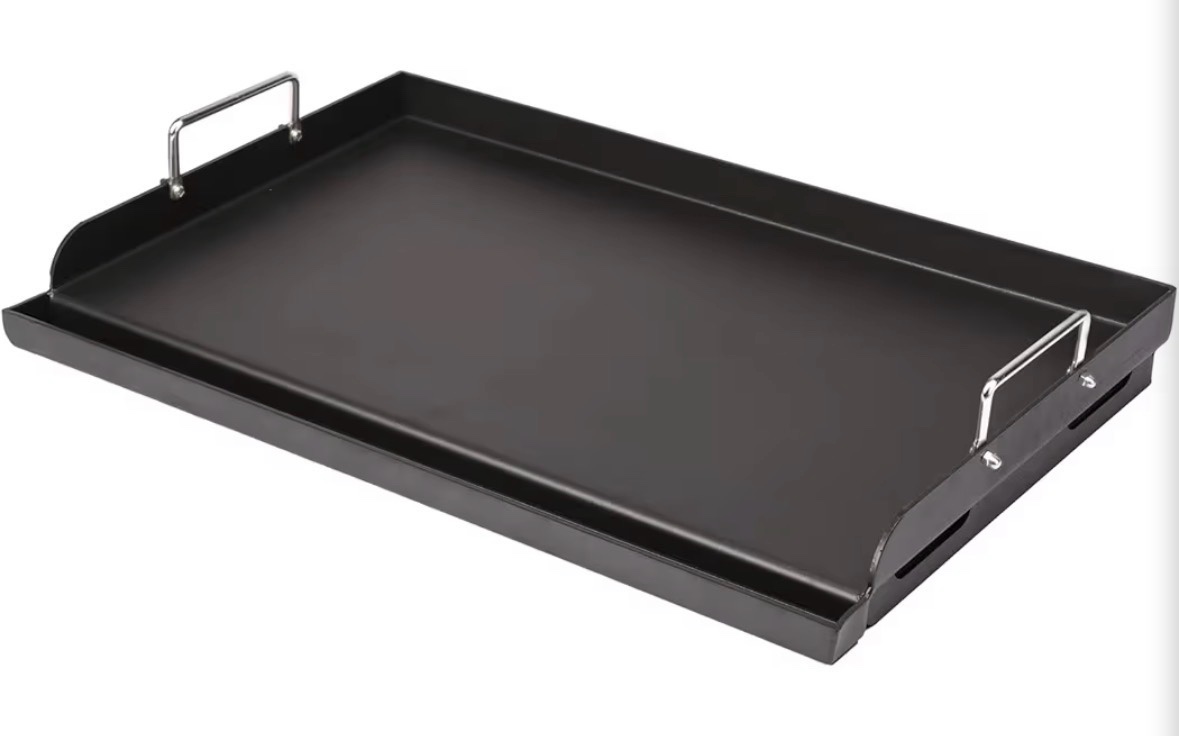 25 x 16 Pre-Seasoned Nonstick Cast Iron Griddle for Gas & Charcoal Grills  Universal Flat Top with Grease Groove, Reinforced Ridges & High Sidewalls, Great for Parties, Camping & Tailgating