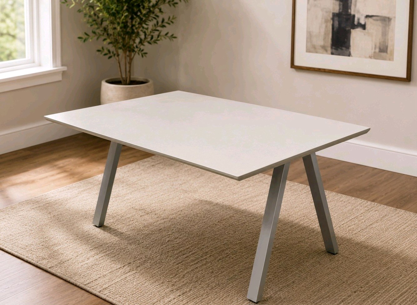 Original retail value $250 IKEA TROTTEN Rectangular Desk Table Gray Top Metal Legs 63 x 31
