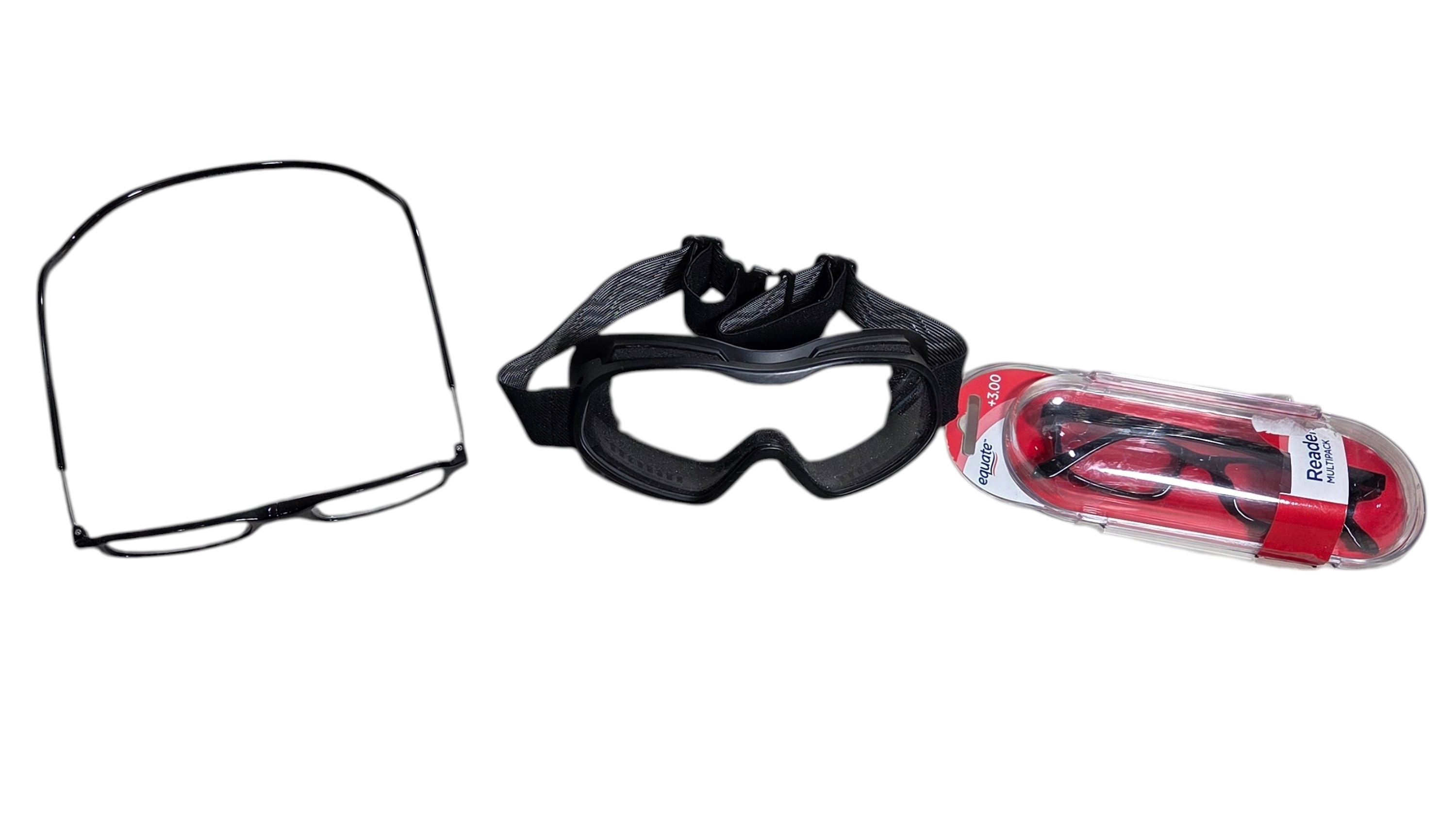 Dirt Bike Riding Safety Goggles & Reading Glasses Lot - Equate 3.00 Reader Multipack
