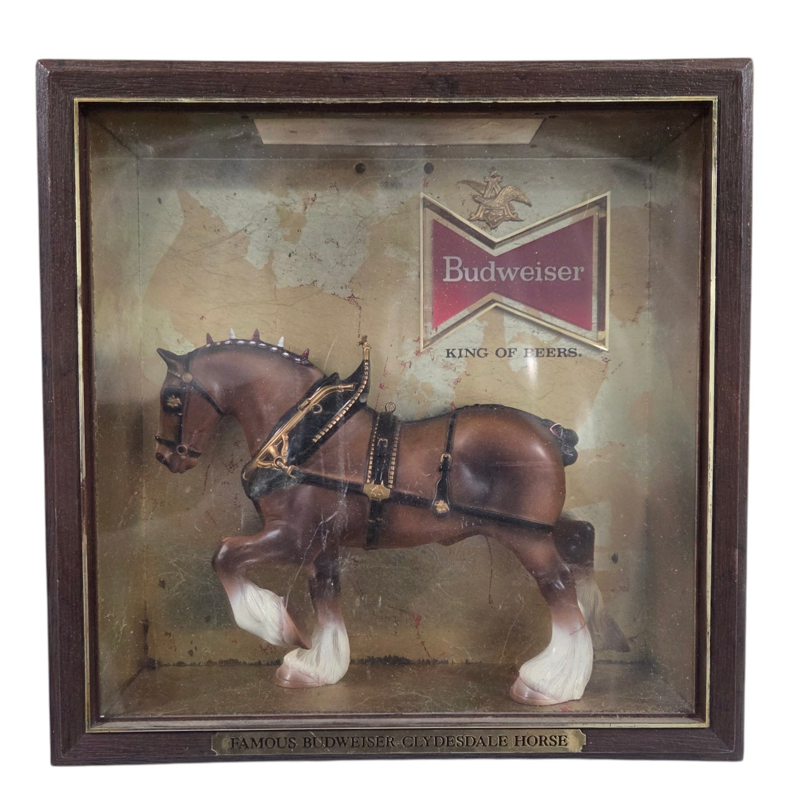 Budweiser Famous Clydesdale Horse Display, Framed Beer Advertising Shadow Box
