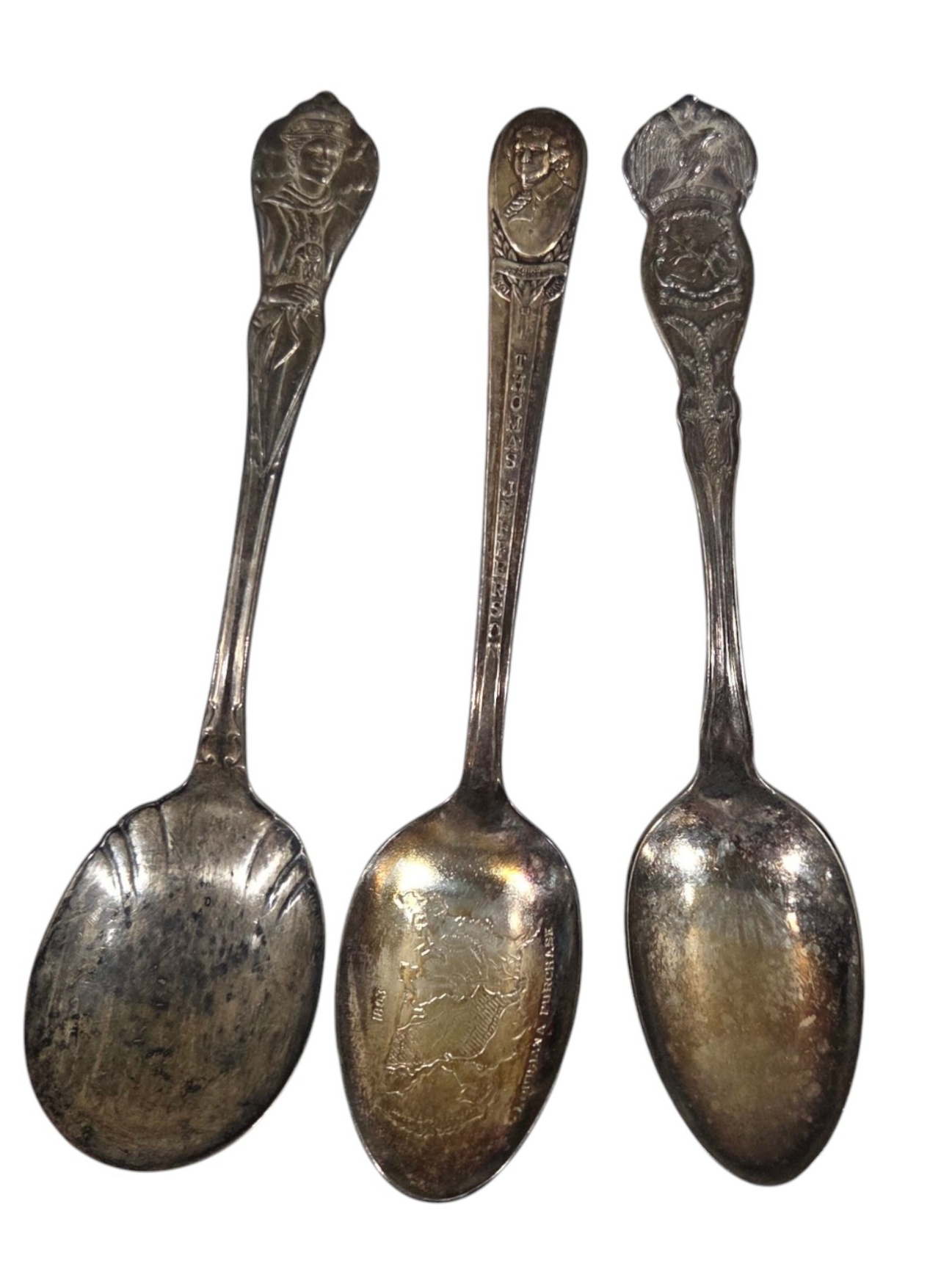 3 Vintage Souvenir Spoons Walt Disney 1964, Thomas Jefferson & Minnesota