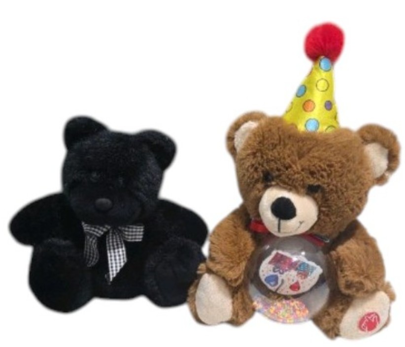 Lot of 2 Plush Teddy Bears  Animated Singing Birthday Bear & Prestige Black Bear