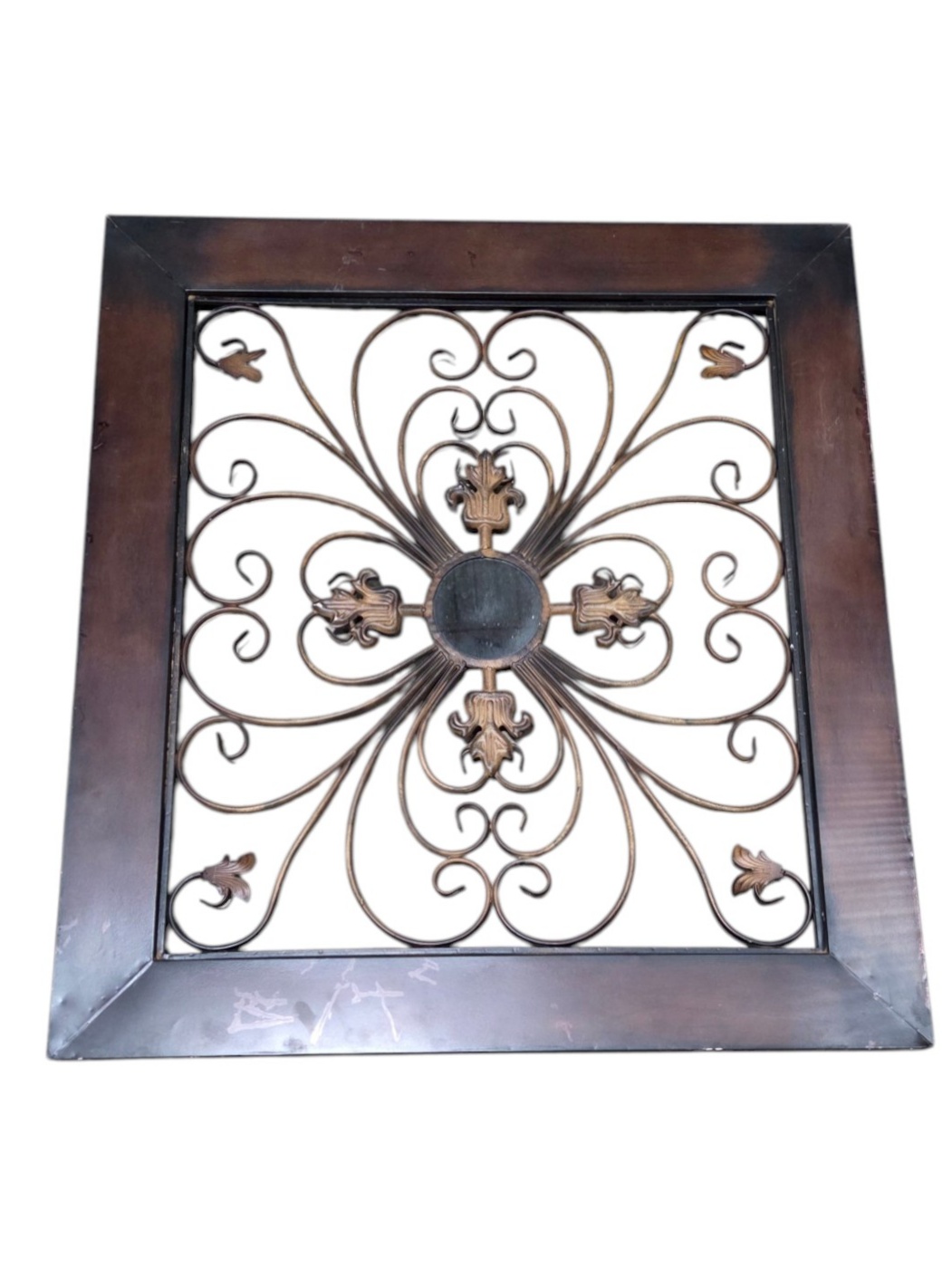 Large 38 x 42 Decorative Framed Metal Scrollwork Wall Mirror  Wall Art