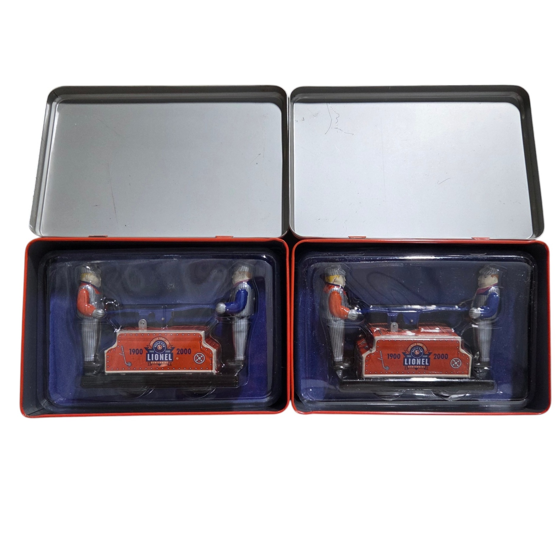 lot of 2 Lionel Trains Centennial Handcar Tin Toy in Collector Tin With COA - Schylling