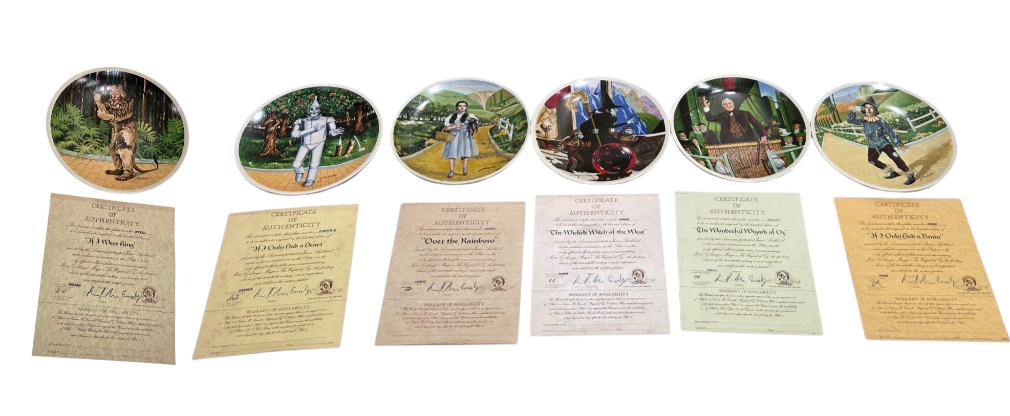 Large Collector Plate Lot  Knowels limited edition Wizard of Oz  & COAs
