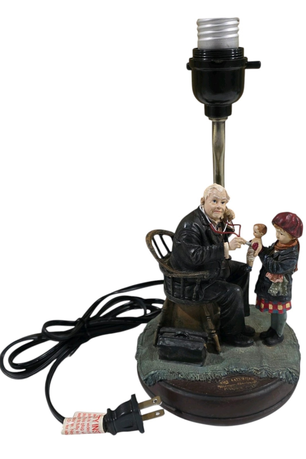 Norman Rockwell Doctor and The Doll Artwork from the The Saturday Evening Post  Figural Table Lamp