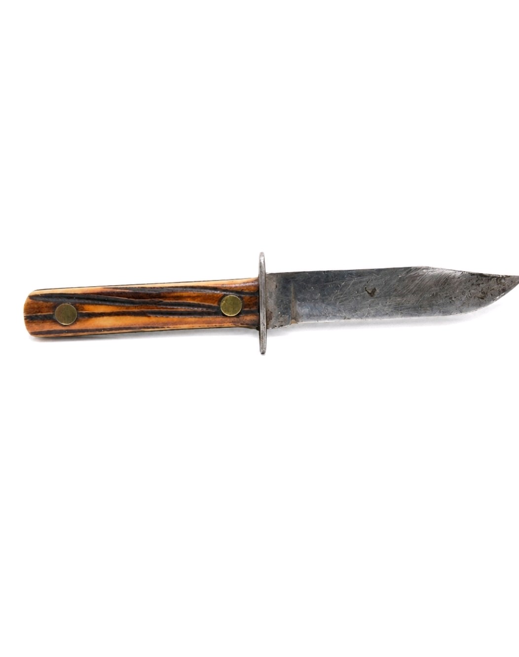 Vintage Fixed Blade Knife With Wood Handle & Leather Sheath