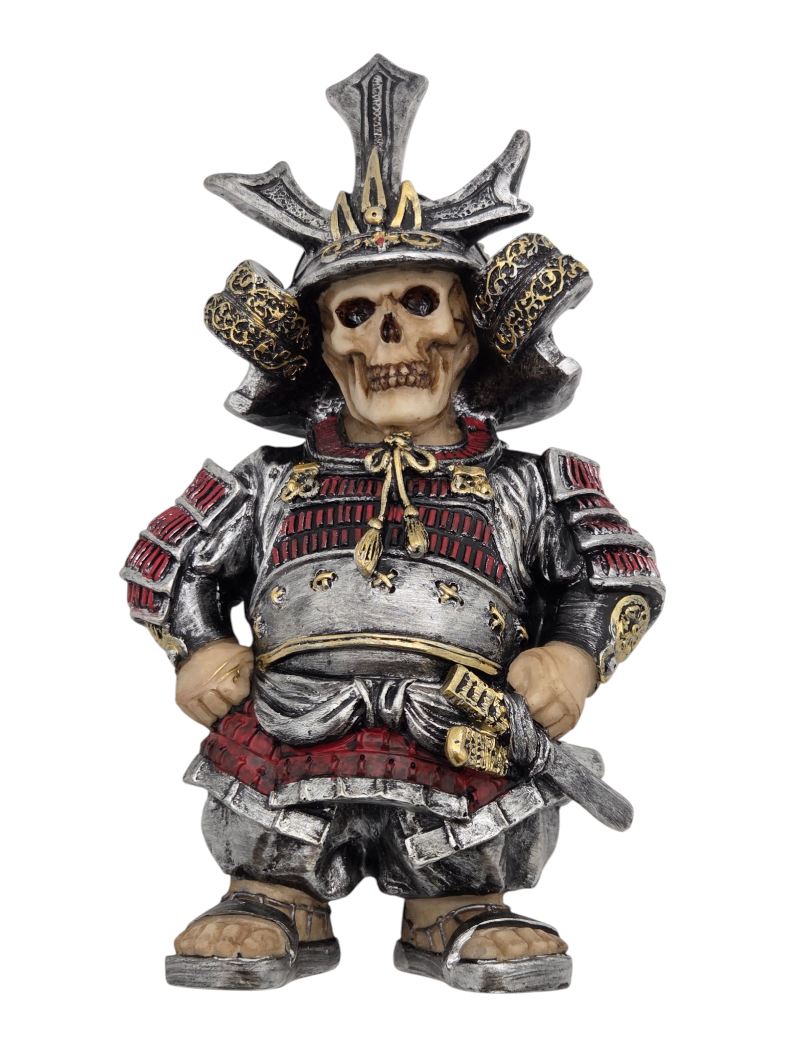 Retail Value $119.99  Samurai Skull Warrior Figurine Decor With Armor, Helmet & Sword