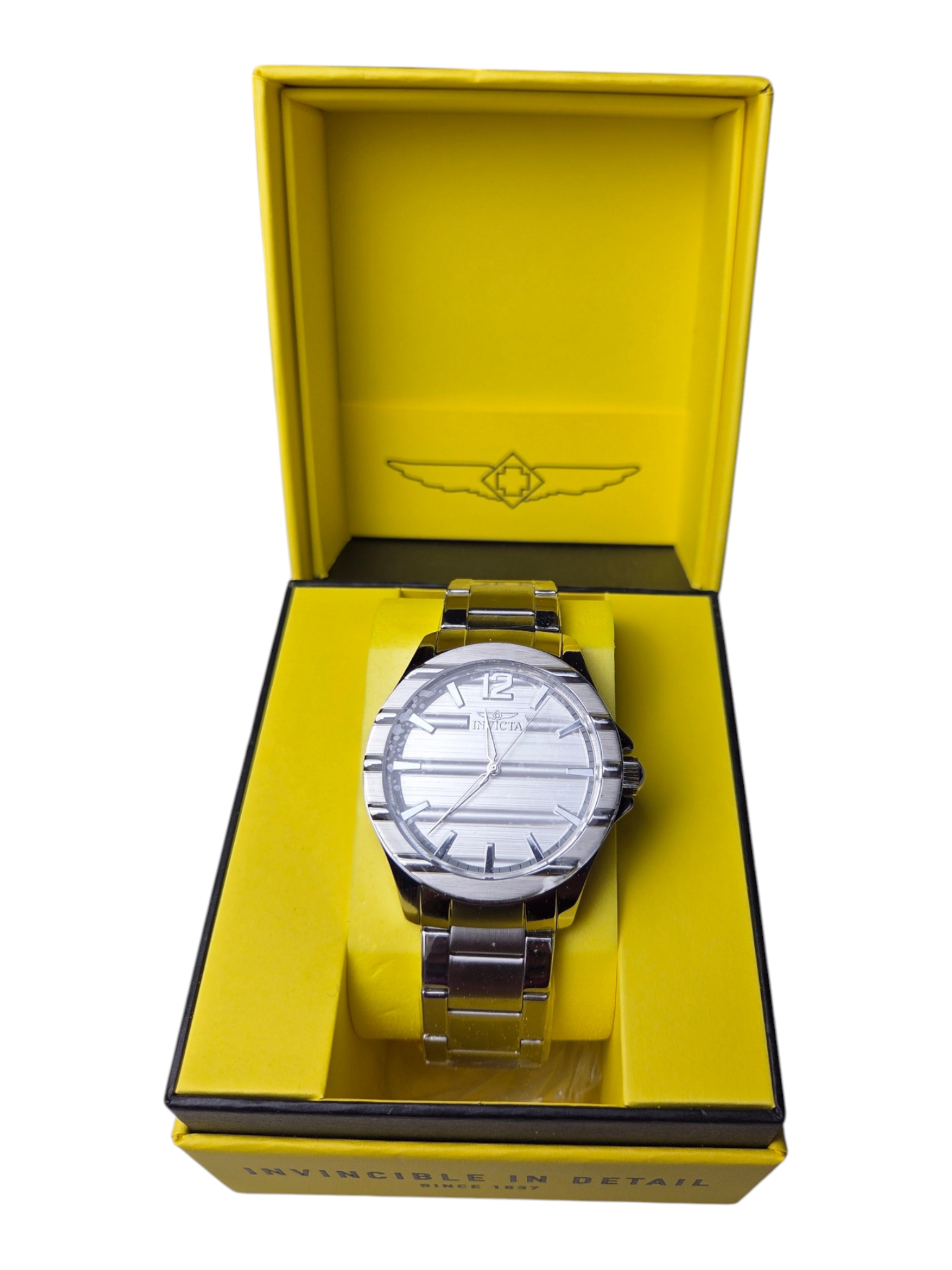 Retail Value $279.00 Invicta Mens Watch #50329 w Box - Silver-Tone Bracelet & Silver Dial