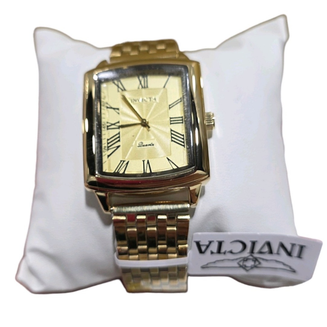 Retail Value $199.00 Invicta 69139 Mens Gold-Tone Rectangular Quartz Watch New in Box