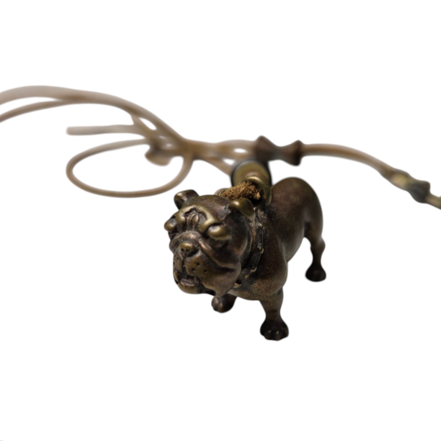 Bronze-Tone Bulldog Pendant Necklace With Cord & Bead Accents