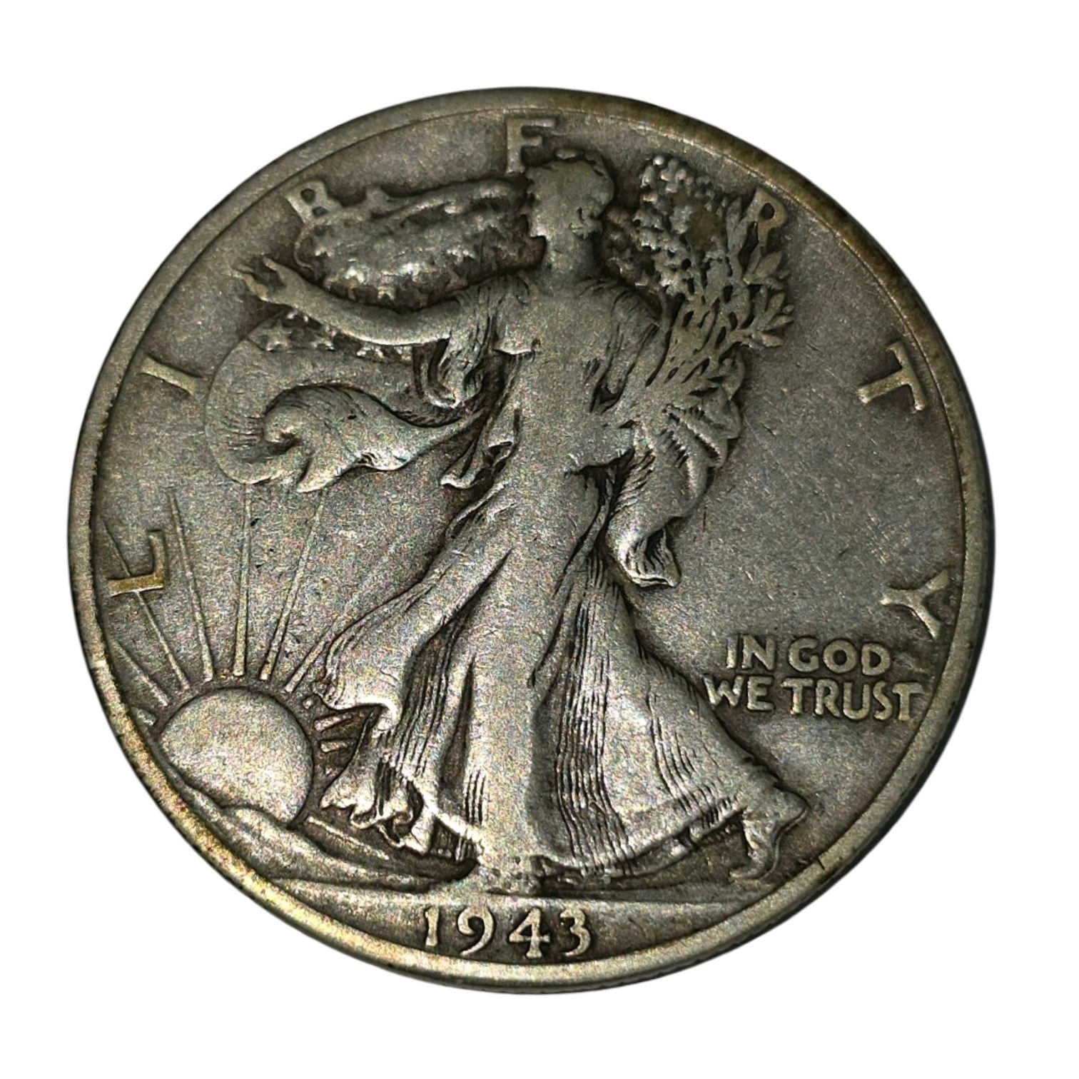 1943-S Walking Liberty Half Dollar  90% Silver  Circulated U.S. Silver Coin About 0.3617 troy oz actual silver weight.