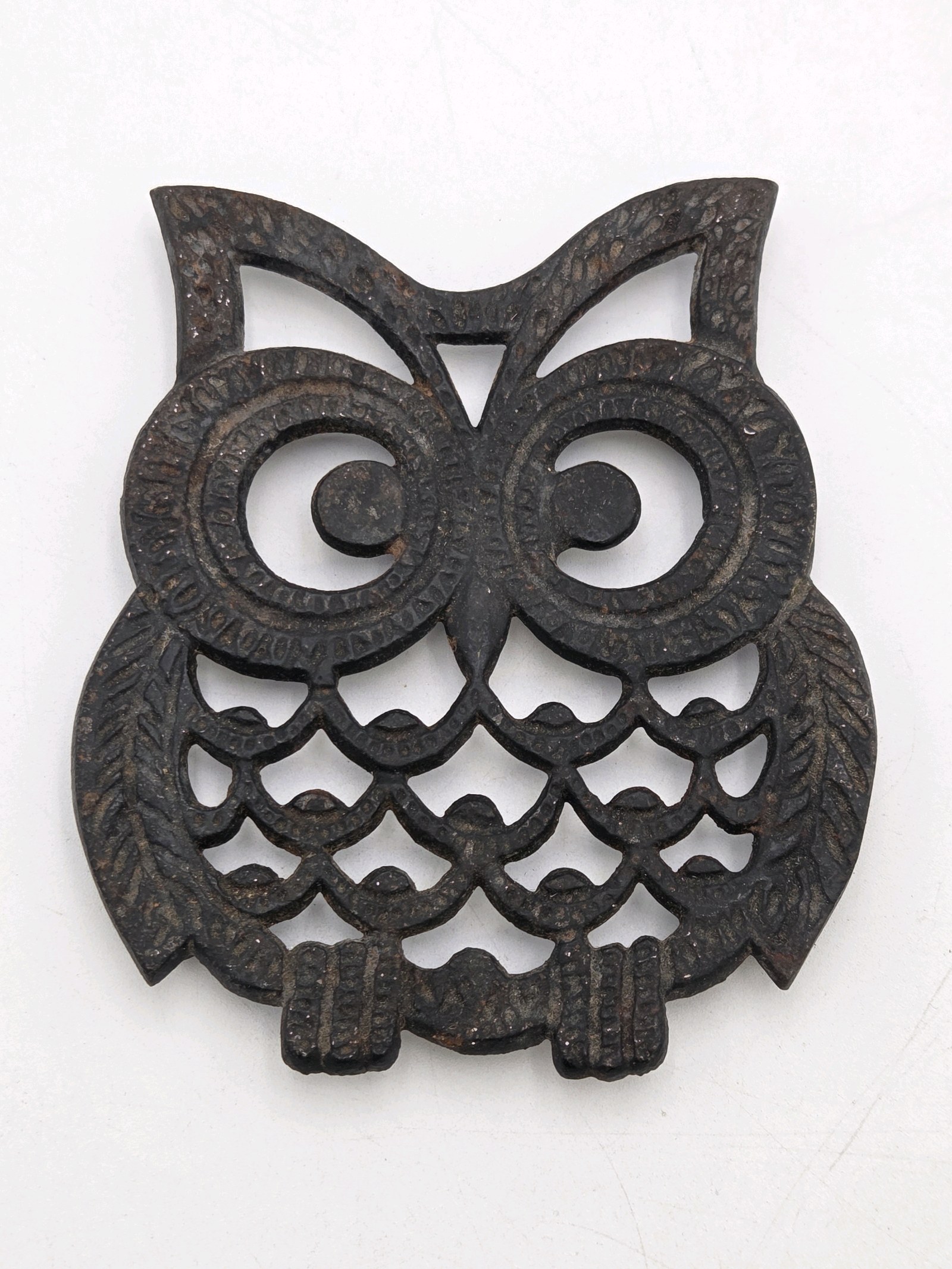Cast Iron Owl Trivet  Decorative Kitchen Stand  Rustic Black Finish