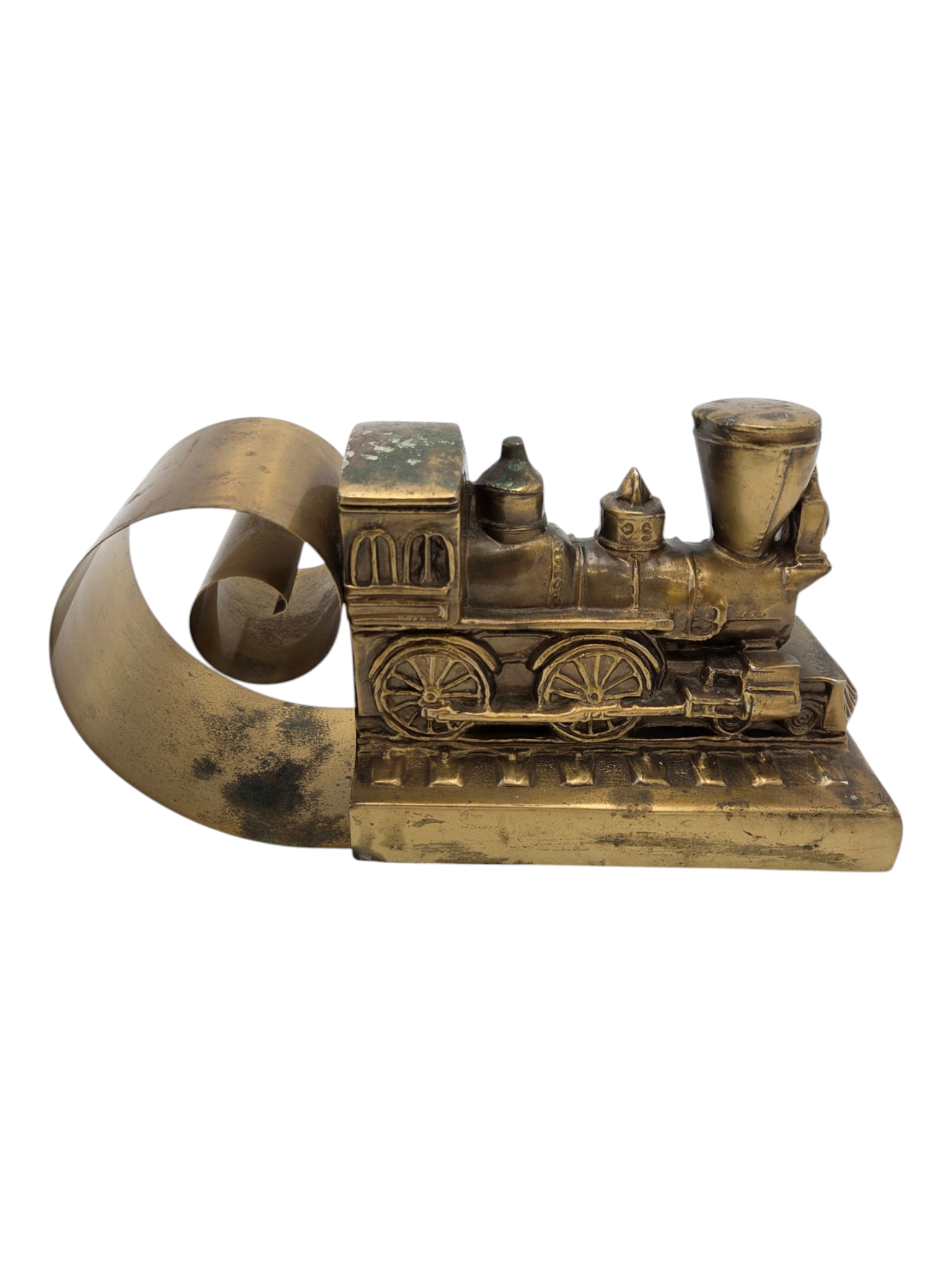 Vintage Brass  Brass-Tone Steam Locomotive Train Napkin Holder Decor