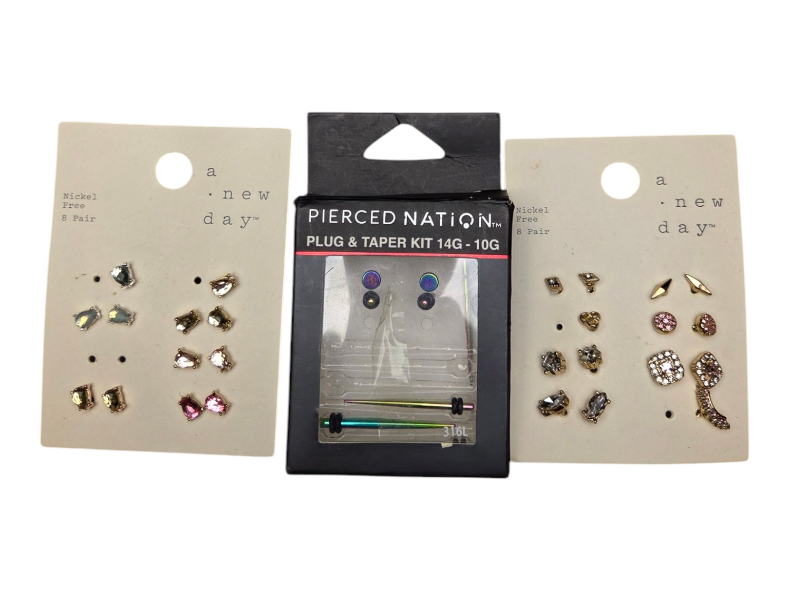 A New Day Earring Cards & Pierced Nation PlugTaper Kit Jewelry Lot
