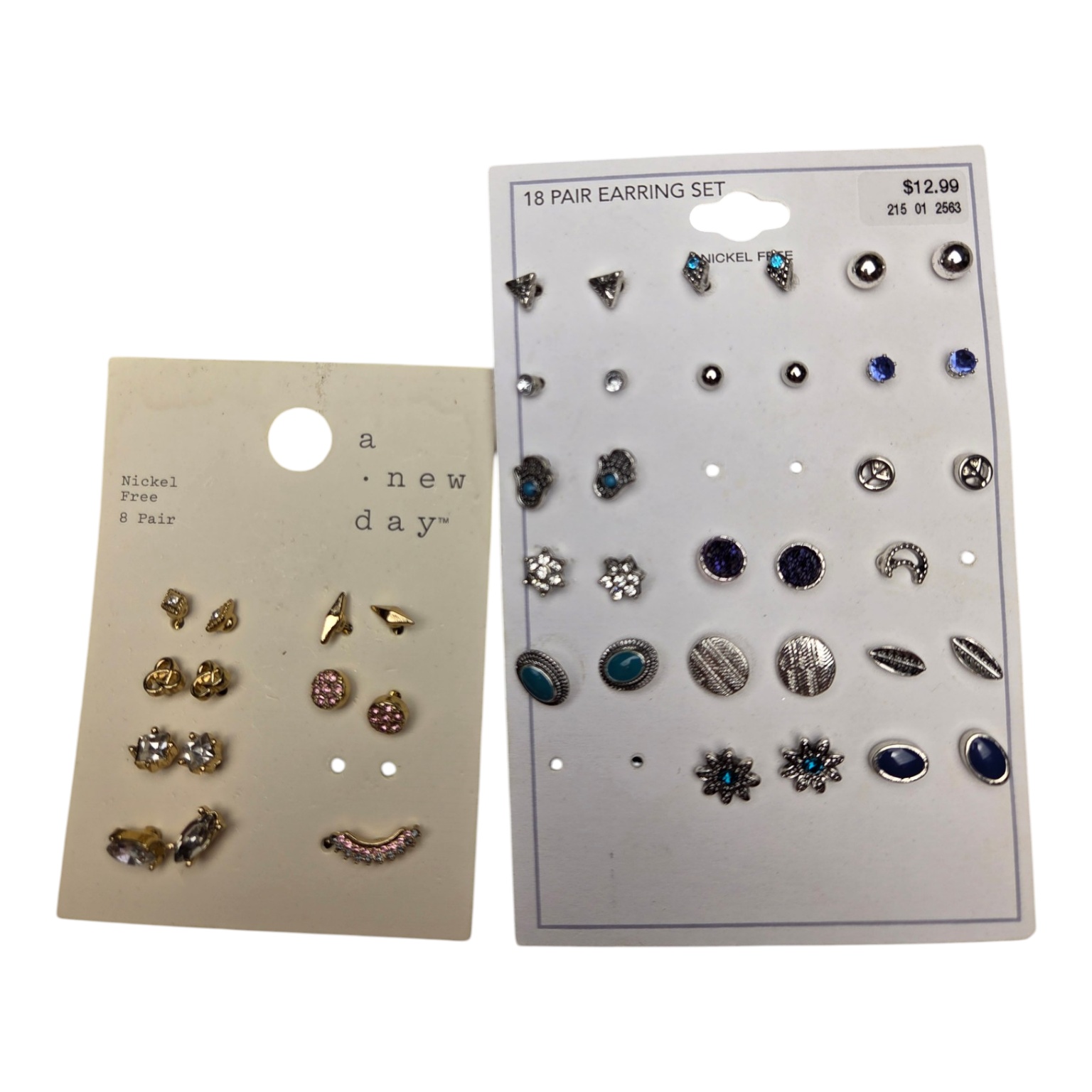 A New Day & 18 Pair Earring Set Lot - Assorted Nickel-Free Stud Earrings