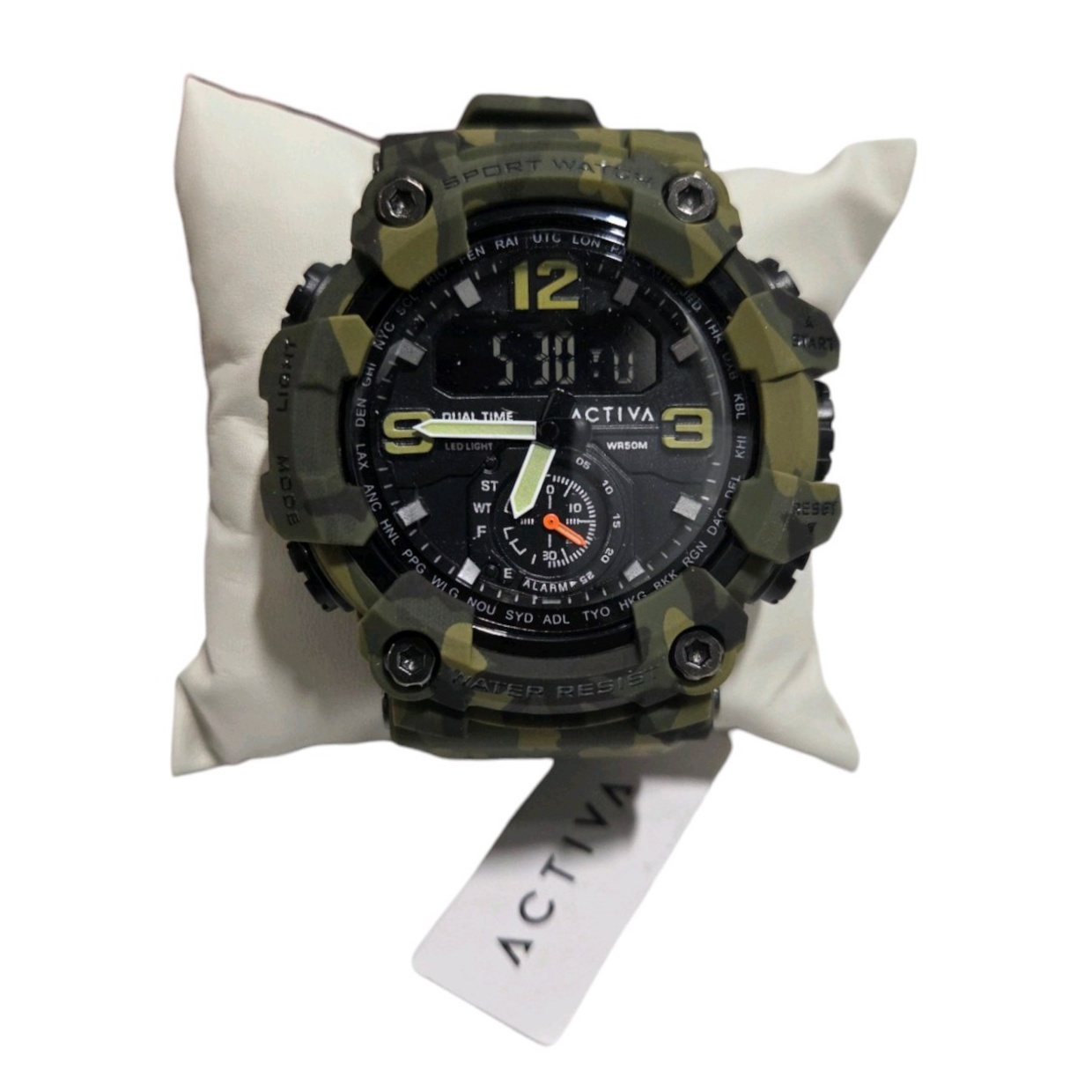 Retail Value $99.00.Activa ACW1637-004 Camo Dual Time DigitalAnalog Watch  New In Box With Papers