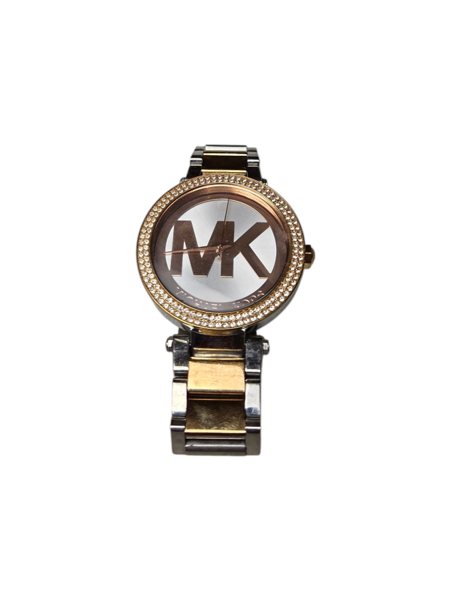 Michael Kors MK Logo Two-Tone Stainless Steel Rhinestone Bezel Watch